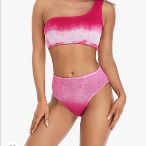 Pink one shoulder bikini